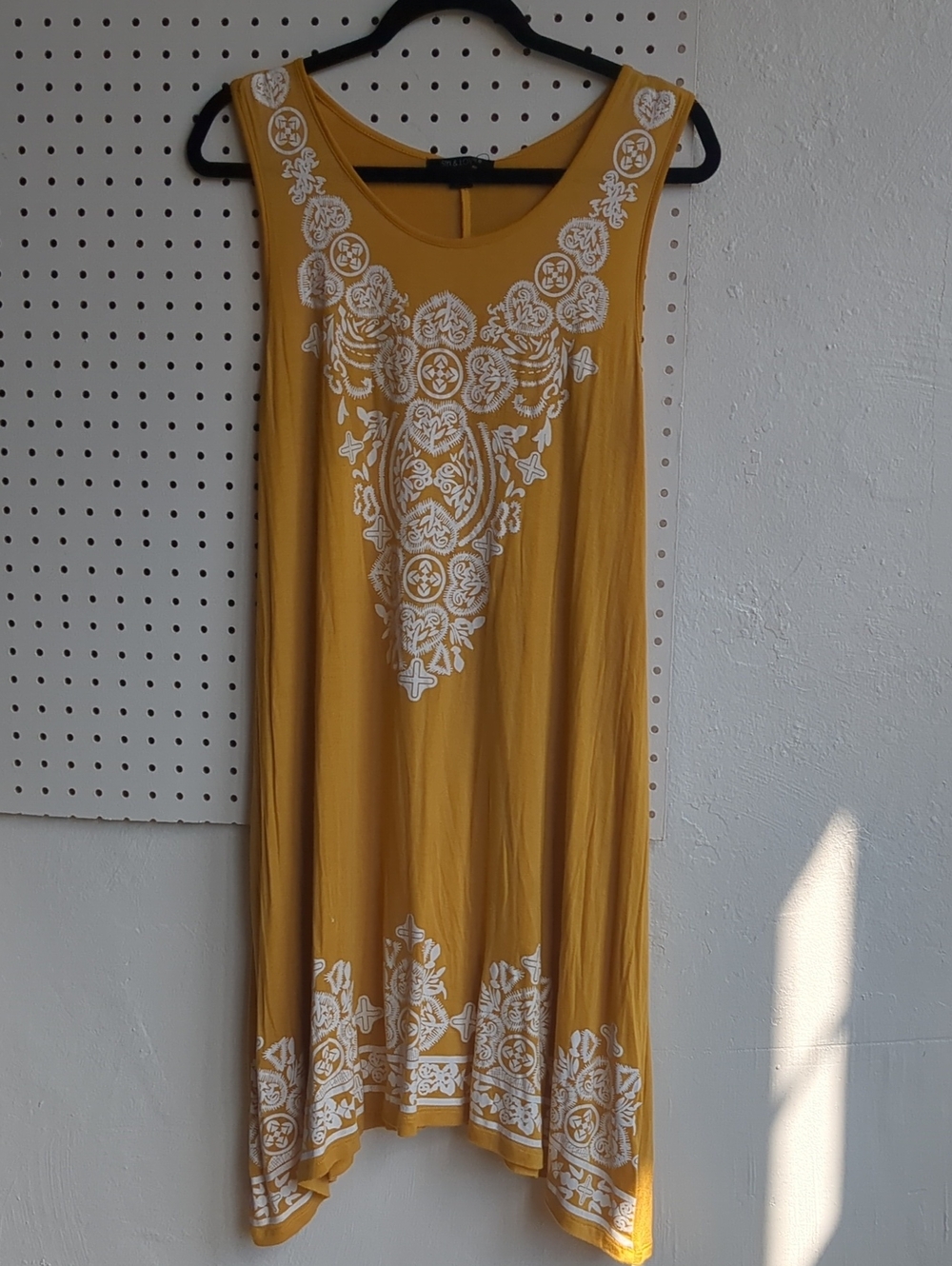 5th & Love Mustard Yellow High-Low Dress with White Embroidery